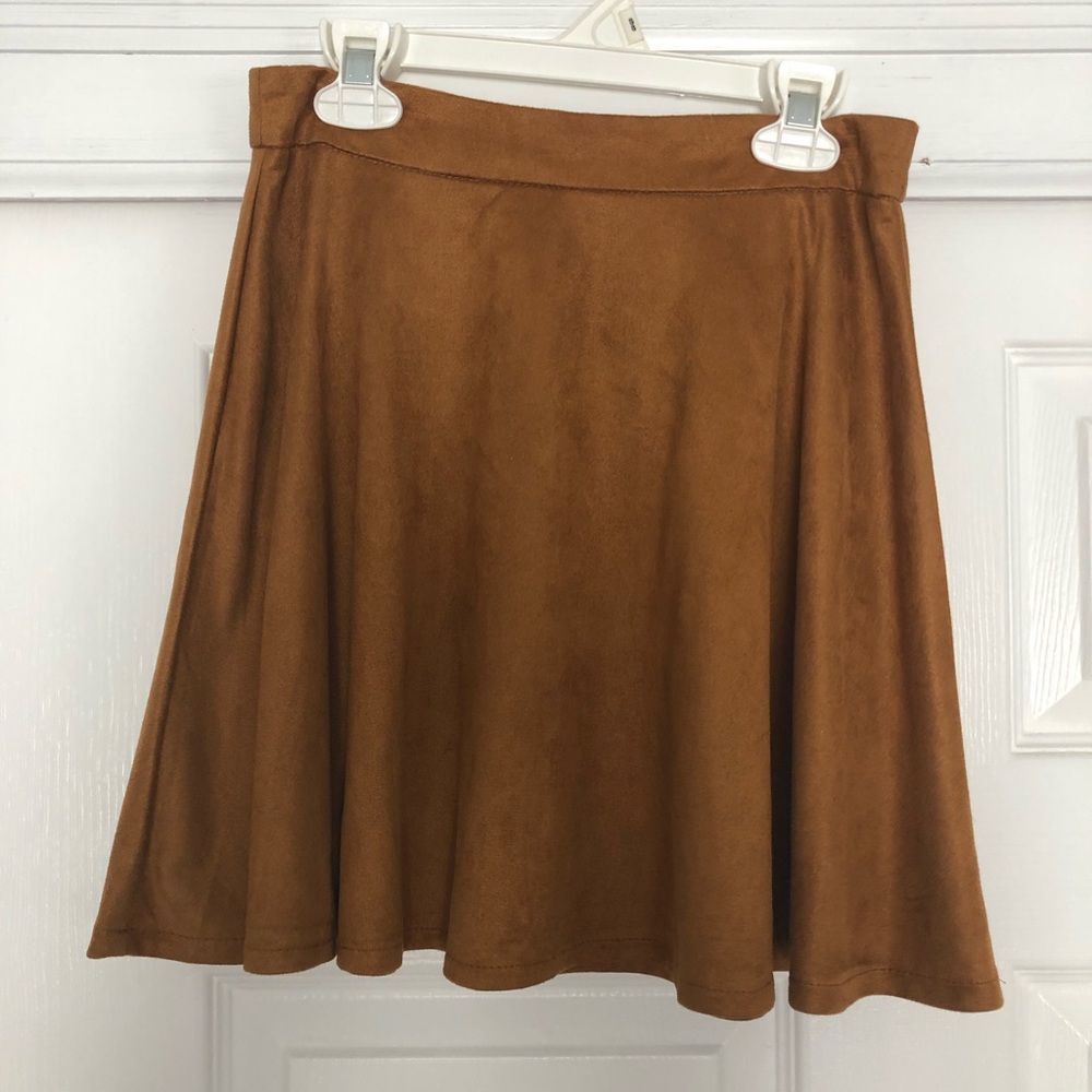 LF camel colored suede skirt